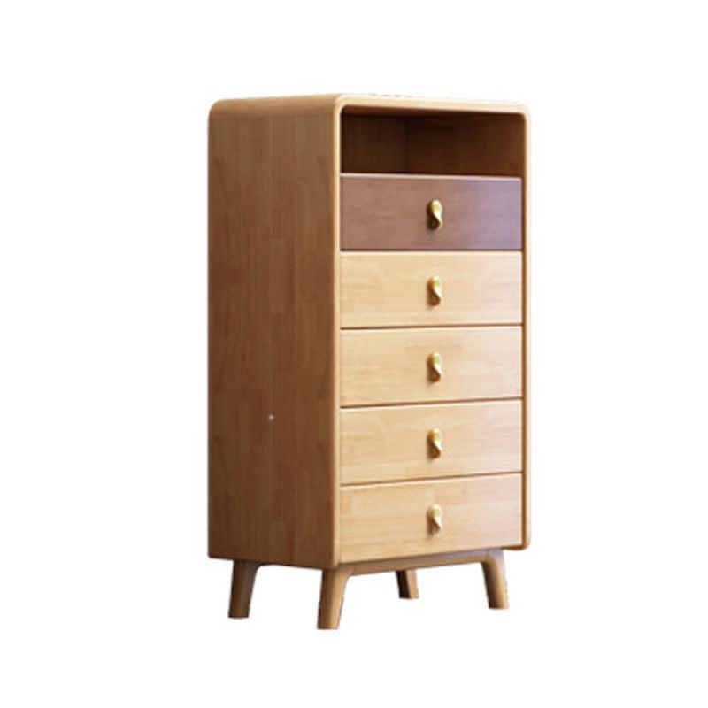 Hedendaagse natuurlijke accentkist met 4 houten benen en laden