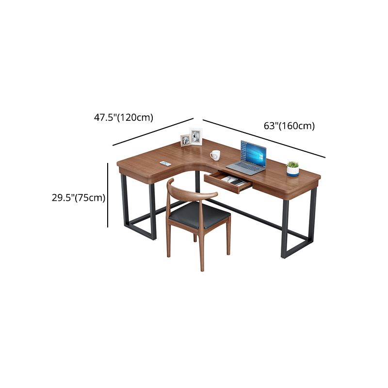 L-Form Solid Pine Writing Table Industrial Home Working Table
