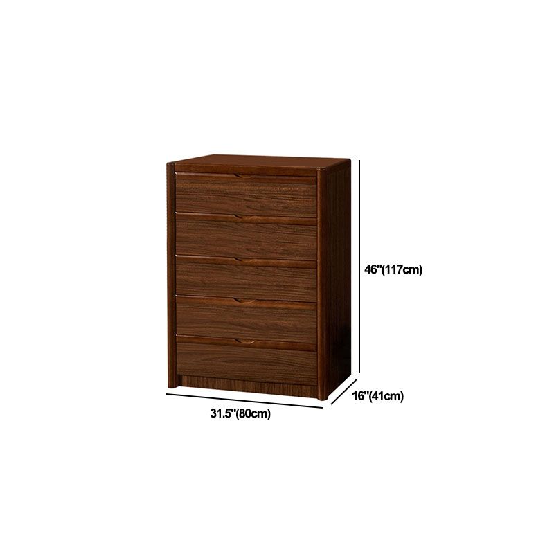 Casseggiatore di stoccaggio marrone in stile tradizionale in legno in legno massiccio con cassetti