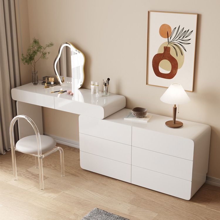 Contemporary Lighted Mirror Vanity Tables Bedroom Makeup Vanity Desk Table with Drawer