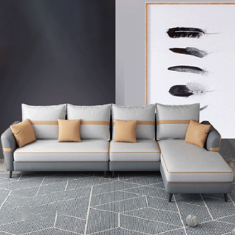 L-vormige 4-zitplaatsen 29.52 "H Sectionele moderne wijd uitlopende arm sectioneel