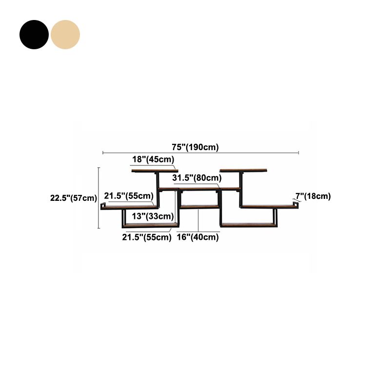 Industrial Floating Shelf Bookcase Metal and Wooden Bookshelf Clearhalo 'Bookcases' 'furn' 'furn_bookcases' 'Furniture' 'Office Furniture' 1200x1200_67a25676-c182-4799-8f87-ef036bb58cac