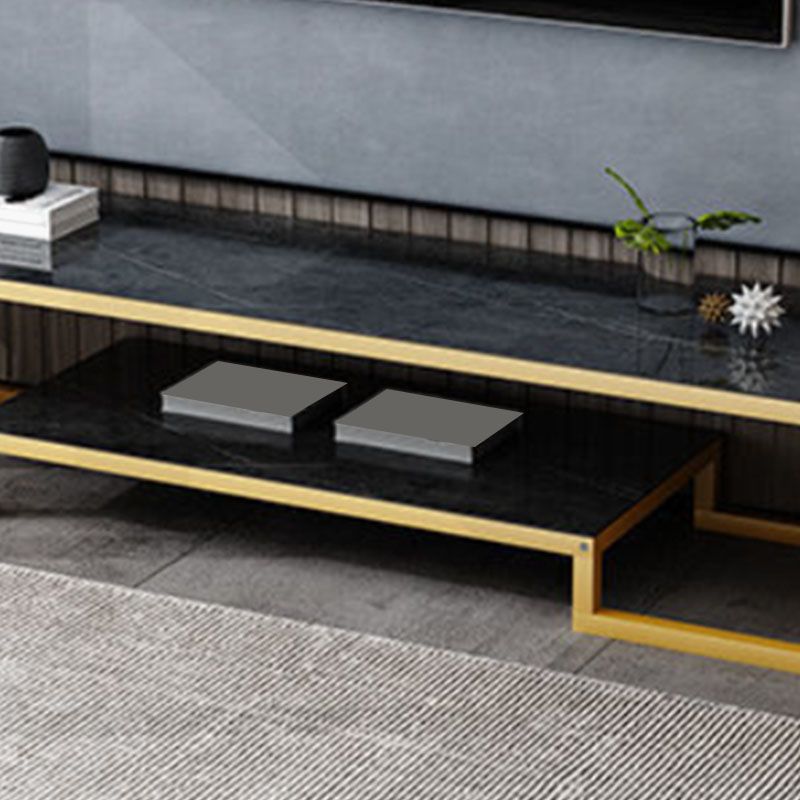Glass TV Media Console Open Storage TV Console for Living Room Clearhalo 'furn' 'furn_tv_stands_entertainment_centers' 'Furniture' 'Living Room Furniture' 'TV Stands & Entertainment Centers' 'TV Stands & Media Storage Furniture' 'tv_stands_entertainment_centers' 1200x1200_67a2d489-7949-41b0-8a3d-0e0c90029a45