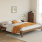 Ash Standard Bed Brown 12.59" High Bed Without Headboard, Mid-Century Modern Style