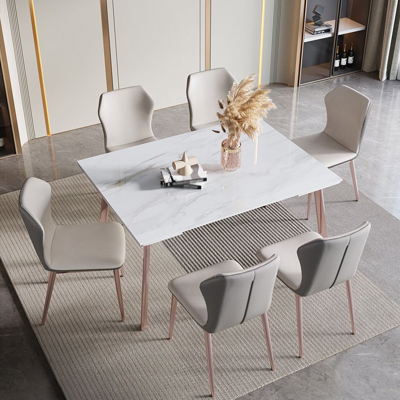 Modern Sintered Stone Top Dining Set Extendable 1/4/5/7 Pieces Dining Room Table Set Clearhalo 'Dining Room Sets' 'Dining Tables & Seating' 'dining_room_set' 'furn' 'furn_dining_room_set' 'Furniture' 'furniture_dining_room_set' 'Kitchen & Dining Furniture' 1200x1200_67a504fc-5c18-4f22-8c91-66173e41f929