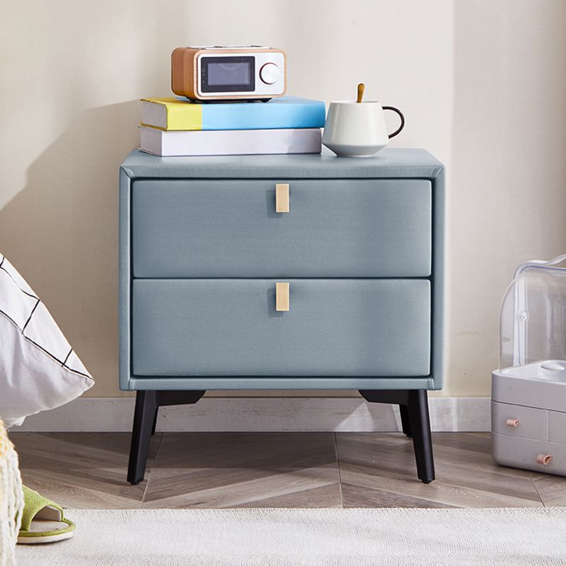 2つの引き出しが付いたレザーベッドナイトスタンドコンテンポラリーベッドサイドキャビネット