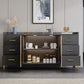 Glam Credenza Adjustable Shelving Wood Side Board with Cabinets and Drawers Clearhalo 'buffet_sideboard' 'Buffets & Sideboards' 'furn' 'furn_buffet_sideboard' 'Furniture' 'Kitchen & Dining Furniture' 1200x1200_67a7b362-92f7-4611-a61d-8948eb72ea09