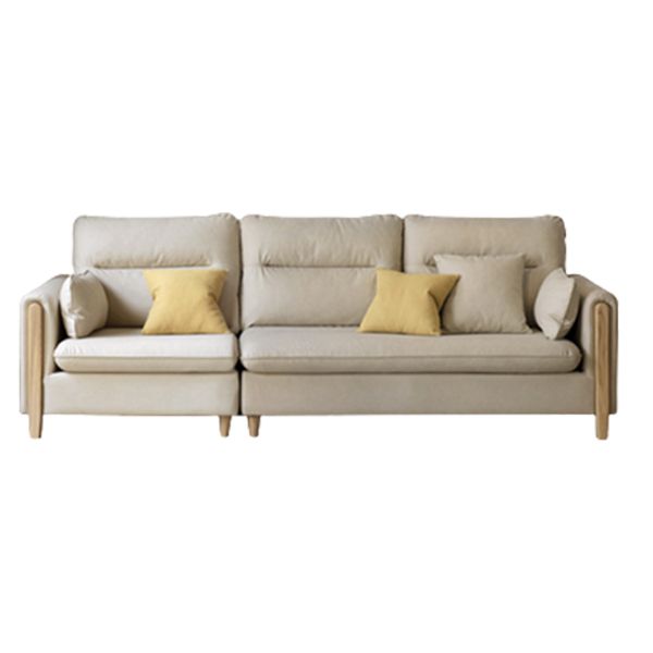 Sofa de tissu contemporain du bras carré en bois massif pour salon