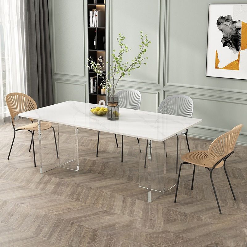 Contemporary Dinette Table Rectangle Stone Dining Table for Dining Room Clearhalo 'Dining Tables & Seating' 'Dining Tables' 'dining_table' 'furn' 'furn_dining_table' 'Furniture' 'Kitchen & Dining Furniture' 1200x1200_67a8be24-bebf-416e-aba5-5737406a4ca2