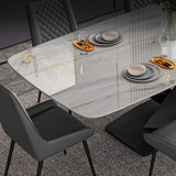 Traditional Luxury Rectangle Dining Table White Sintered Stone Table with Black Pedestal Base Clearhalo ' dining_table' 'Dining Tables & Seating' 'Dining Tables' 'furn' 'furn_dining_table' 'Furniture' 'furniture_dining_table' 'Kitchen & Dining Furniture' 'kitchen&dining_furn' 'kitchen' 'kitchen_dining_table' 1200x1200_67ab86a4-c4ca-4f13-bbb9-0ecd4ab7ffc8