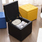Tufted Pouf PU Leather Solid Square Water Resistant Cube Ottoman with Storage