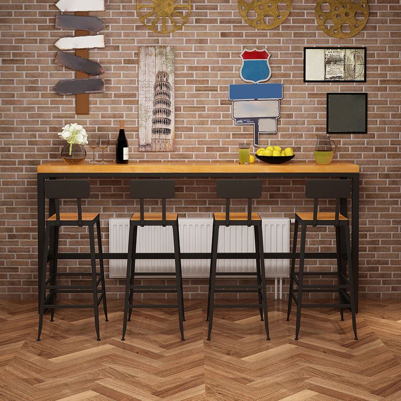 Industrial 1/2/5 Pieces Solid Wood Bar Table Set Fixed Counter Set Clearhalo 'Bar Furniture' 'furn' 'furn_home_bar_bar_sets' 'Furniture' 'Home Bars & Bar Sets' 'home_bar_bar_sets' 'Kitchen & Dining Furniture' 1200x1200_67afa322-c895-46f9-b4c2-4ec8a02e150c