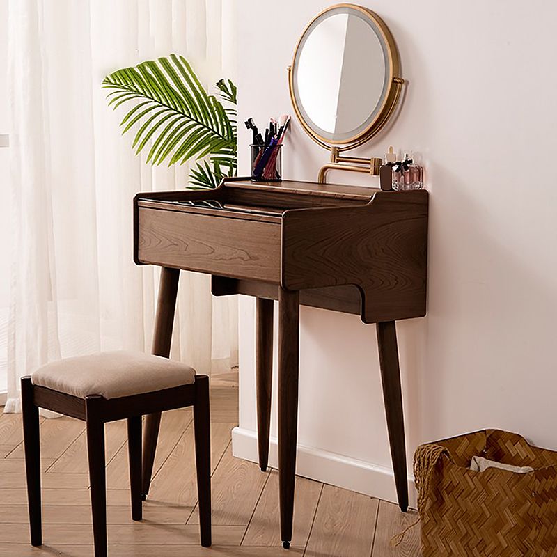 Contador de maquillaje de vidrio 18.11 "Mesas de tocador de madera maciza de ancho con 1 cajones de almacenamiento