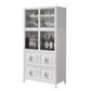 Glass Buffet Server Contemporary Style White Metal Frame Kitchen Server Clearhalo 'buffet_sideboard' 'Buffets & Sideboards' 'furn' 'furn_buffet_sideboard' 'Furniture' 'Kitchen & Dining Furniture' 1200x1200_67b08ecc-3a06-4d70-9d0d-6a52b43dc19d