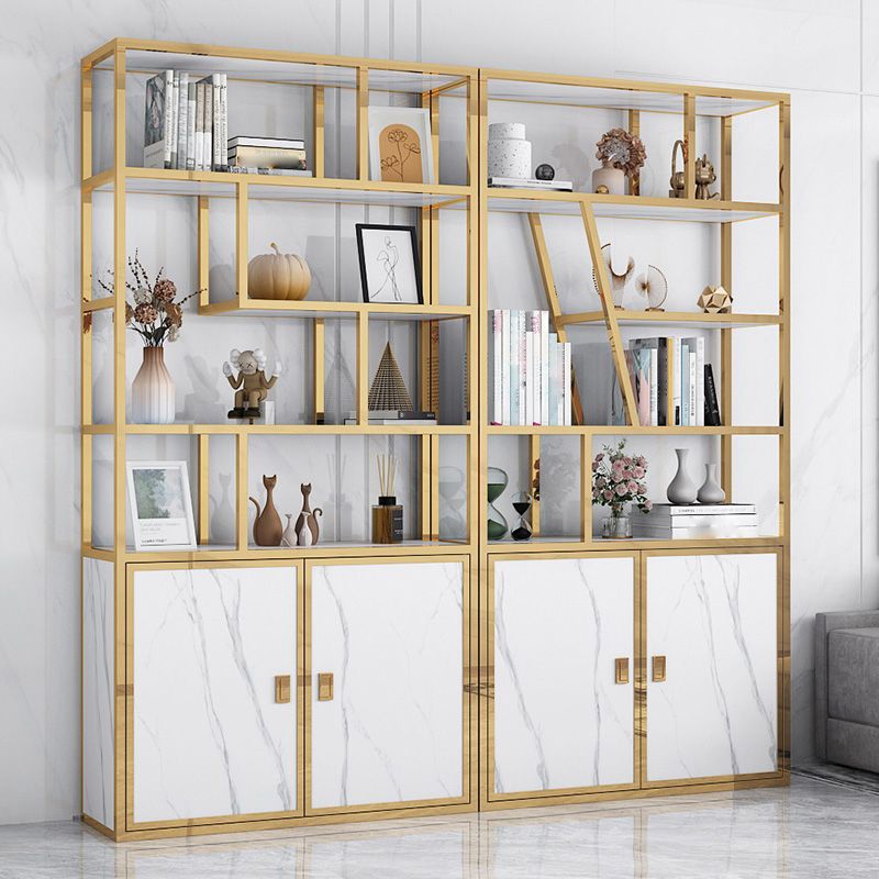 11.81"W Bookcase Glam Style Open Back Bookshelf with Cabinets for Office Home Clearhalo 'Bookcases' 'furn' 'furn_bookcases' 'Furniture' 'furniture_bookcases' 'kitchen' 'kitchen_bookcases' 'Living Room Furniture' 'Office Furniture' 1200x1200_67b0b0ee-50fe-4e06-a42a-6e28c783d93f