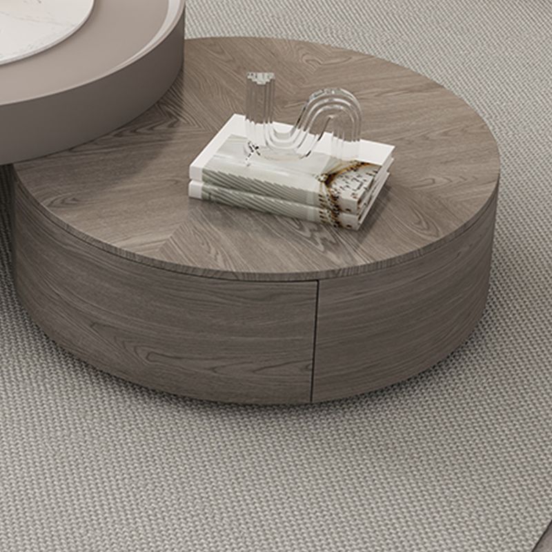 Set tavolino moderno Tavolino rotondo in legno con 2 cassetti