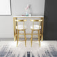 Fabric Round Seat Bar Stools Low Back Gold Iron Base Barstool for Home