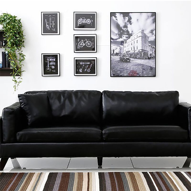 Faux Leather Sofa Modern 25.98" H Cushions Couch in Black/Brown Clearhalo 'furn' 'furn_sofas' 'Furniture' 'furniture_sofas' 'kitchen' 'kitchen_sofas' 'Living Room Furniture' 'Sofa' 'sofas' 1200x1200_67b213d2-5d48-452c-b2f5-e6bbe083c950