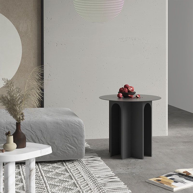 19.6"Tall Mid-Century Metal Round Top Side Table Pedestal End Table