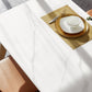 Mesa de comedor de piedra blanca rectangular contemporánea con 4 pies de madera