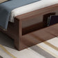 Wood and Upholstered Panel Bed Rubberwood Standard Bed Walnut and Natural