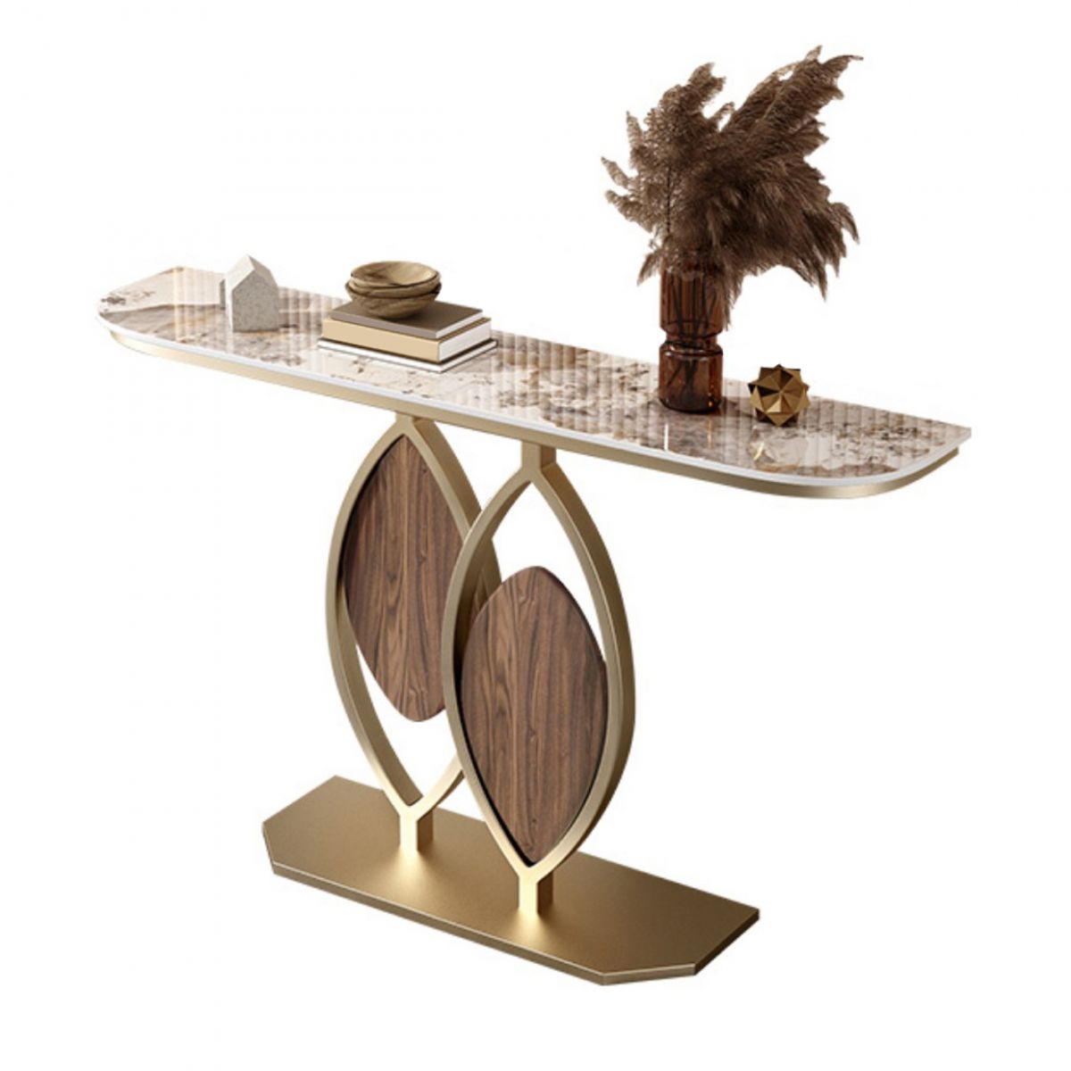 Glam Golden Base Console Tafel met halve maan Wtone top voor hal