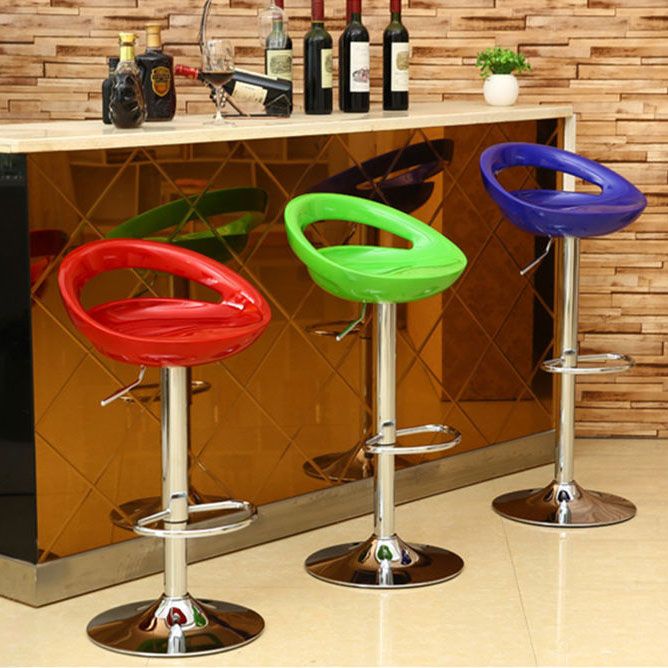 Contemporary Metal Barstool Low Back Plastic Furniture with Chrome Base
