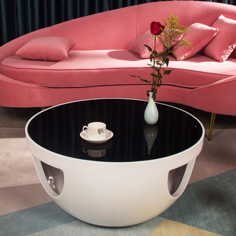 Tavolino in vetro rotondo moderno scaffale semplice incluso tavolo da cocktail - dia 32.28 "