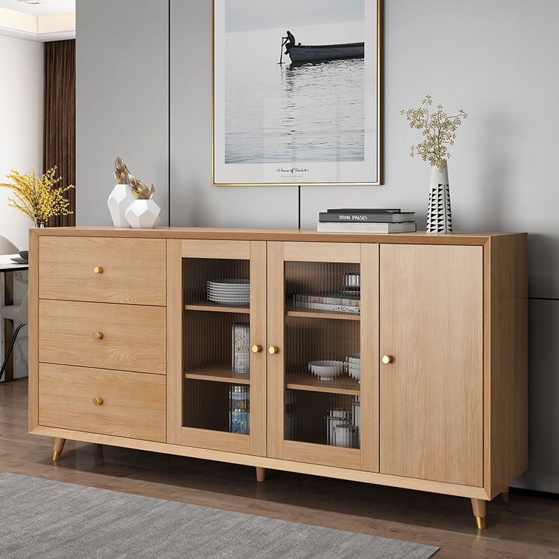 Legno massiccio moderno da pranzo porte di vetro in vetro con cassetti con cassetti