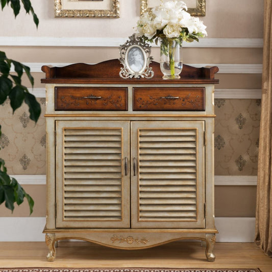 45.3 "背の高い2-ドアキャビネット2つの引き出しが付いた世紀半ばの苦しめられた木材貯蔵キャビネット