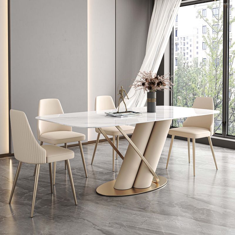 Luxury Sintered Stone Top Dining Set Rectangle 1/4/5/7 Pieces Dinette Table Set Clearhalo 'Dining Room Sets' 'Dining Tables & Seating' 'dining_room_set' 'furn' 'furn_dining_room_set' 'Furniture' 'Kitchen & Dining Furniture' 1200x1200_67baaba7-d988-4e51-8549-03464e073d2c