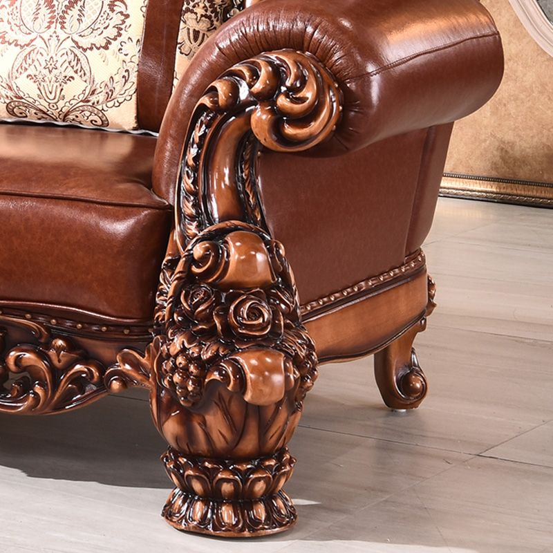 Canapé en cuir authentique marron cannet à dos de fraction de fraction