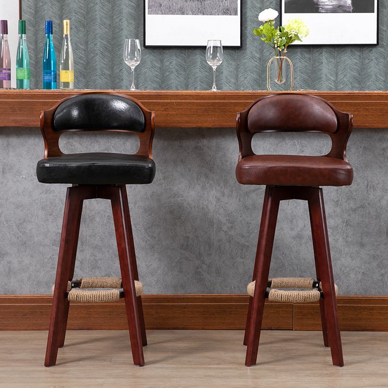 Nordic Wood Low Back Barstool Swivel Indoor Tall Stool with Upholstered Clearhalo 'Bar Furniture' 'Bar Stools' 'bar_stools' 'furn' 'furn_bar_stools' 'furniture_bar_stools' 'Kitchen & Dining Furniture' 'kitchen&dining_furn' 'kitchen' 'kitchen_furn' Furniture' 1200x1200_67be2a30-3577-4d14-84b2-338ac957e7a6