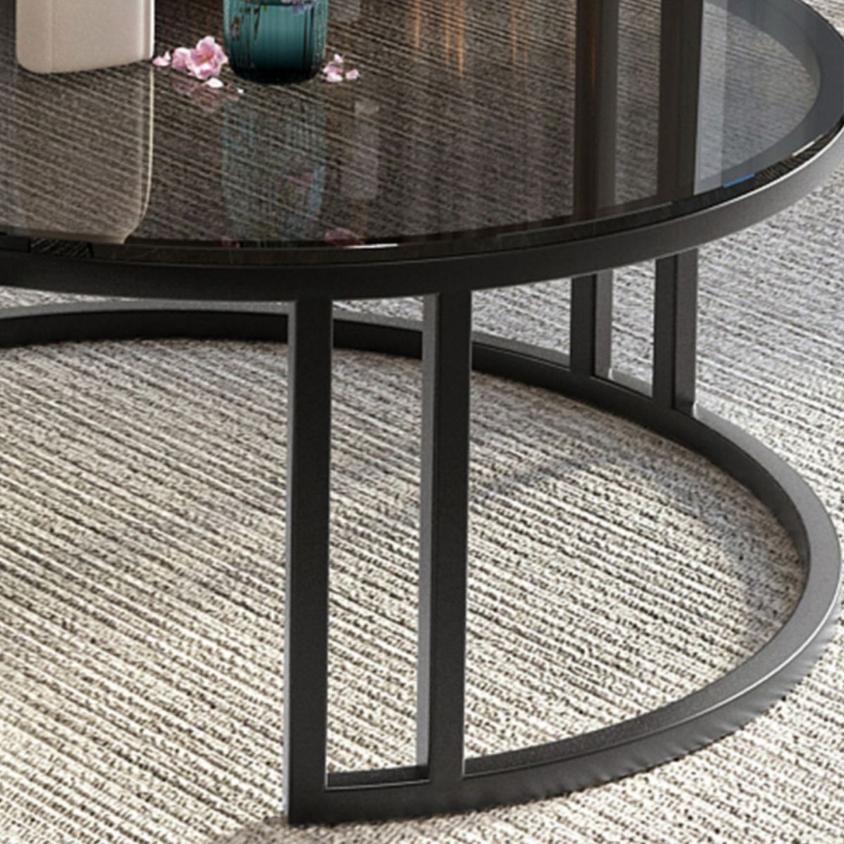Modern Glass Coffee Cocktail Table Round Nesting Coffee Table Set Clearhalo 'Coffee & Accent Tables' 'Coffee Tables' 'coffee_tables' 'furn' 'furn_coffee_tables' 'Furniture' 'Living Room Furniture' 1200x1200_67be8ac1-d8a9-4727-8be0-cdb659551060