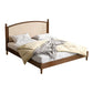 Tropical Brown Panel Bed 46.06" High Rubberwood Bed with Headboard