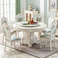 Stone Top Dining Table Round Dining Table with Pedestal Base in White