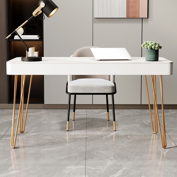 Glam 1-drawer Office Desk Sintered Stone Writing Desk for Home Clearhalo 'furn' 'furn_office_desk' 'Furniture' 'furniture_office_desk' 'Office Desks' 'Office Furniture' 'office_desk' 1200x1200_67c1aa9d-a3c0-4ebe-8d11-9dfe615ad7ff