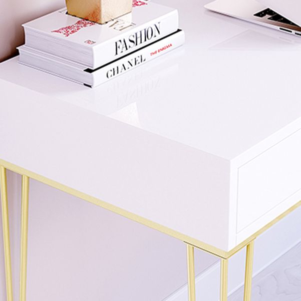 15 "Wide Glam Writing Desk rechthoekig wit houten bureau