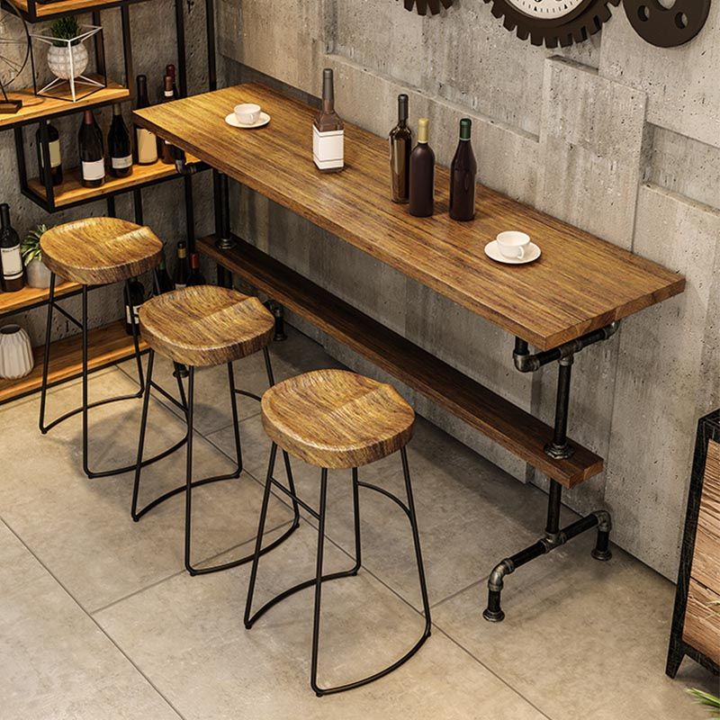 Rectangle Bar Dining Table Contemporary Bar Table with Black Trestle Base Clearhalo 'Bar Furniture' 'Bar Tables' 'bar_tables' 'furn' 'furn_bar_tables' 'Furniture' 'Kitchen & Dining Furniture' 1200x1200_67c73417-7706-424a-a1e2-8a7d6eecf93a