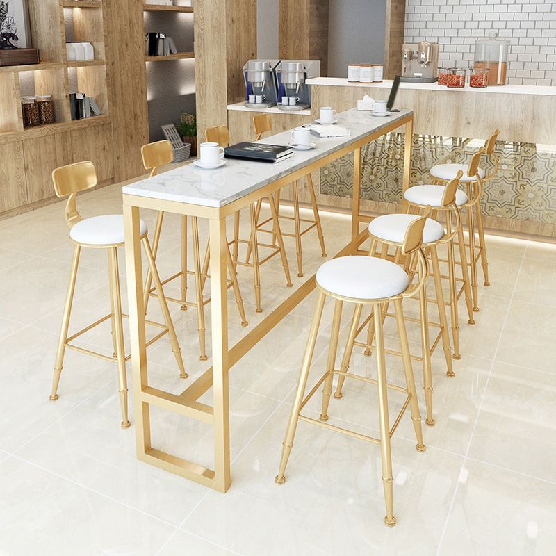 Glam Bar-height Table White Faux Marble Top Fixed Pub Table for Patio Clearhalo 'Bar Furniture' 'Bar Tables' 'bar_tables' 'furn' 'furn_bar_tables' 'Furniture' 'Kitchen & Dining Furniture' 1200x1200_67c745c4-bd10-477b-902a-2a5a9f0d8ecd