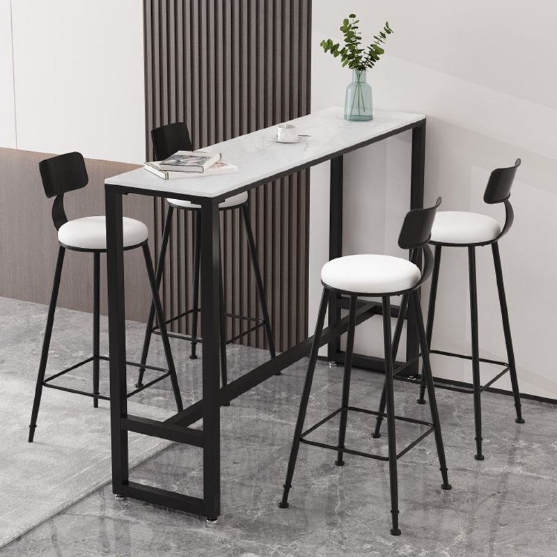 Juego de mesa de Bar rectangular contemporánea, mesa de Bar con estructura de hierro y taburetes, 1/3/5 Uds.