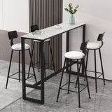 Contemporary Rectangle Bar Table Set 1/3/5 Pcs Iron Frame Bar Table and Stools