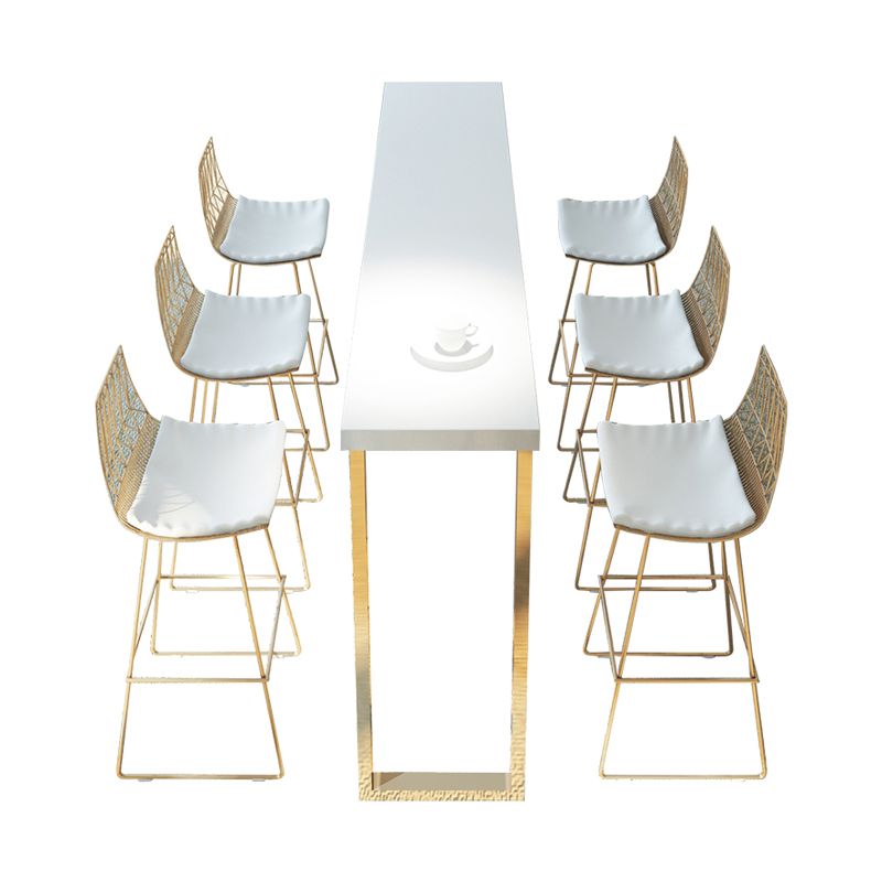 Rectangle White Top Counter Table Metal Legs Glam Style Bar Table, Only Table Clearhalo 'Bar Furniture' 'Bar Tables' 'bar_tables' 'furn' 'furn_bar_tables' 'Furniture' 'furniture_bar_tables' 'Kitchen & Dining Furniture' 1200x1200_67c8aef3-b3a0-4b62-9e4f-8384f95edeb8