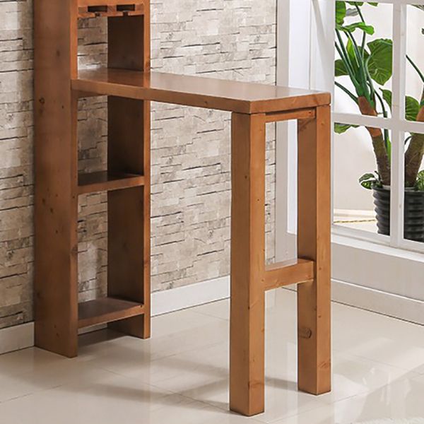 Brown Pine Wood Bistro Table with Storage Modern Pub Table for Living Room Clearhalo 'Bar Furniture' 'Bar Tables' 'bar_tables' 'furn' 'furn_bar_tables' 'Furniture' 'Kitchen & Dining Furniture' 1200x1200_67cad529-98e4-4674-bbc5-f09cc3d005bc