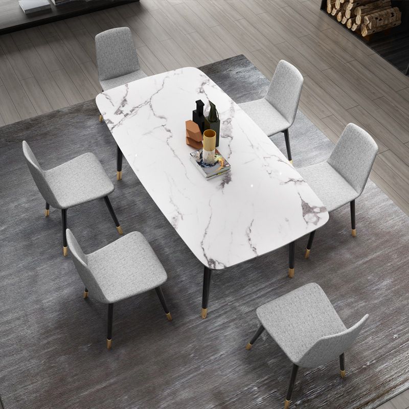 Glam Style Sintered Stone Dining Set Rectangle 1/2/4/6/7 Pieces Dining Set Clearhalo 'Dining Room Sets' 'Dining Tables & Seating' 'dining_room_set' 'furn' 'furn_dining_room_set' 'Furniture' 'Kitchen & Dining Furniture' 1200x1200_67cbcddd-d92b-477a-b3cb-5b6e696596fb
