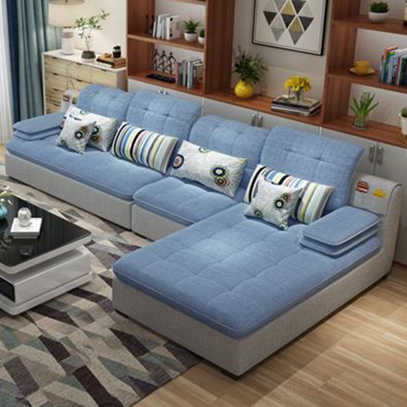 Pillow Top Arm Cushion Back Sectional L-Shape Sofa and Chaise for Four People Clearhalo 'furn' 'furn_sectionals' 'Furniture' 'furniture_sectionals' 'Living Room Furniture' 'Sectionals' 1200x1200_67cd4a96-4876-43e3-b7b5-0f57eb522dee