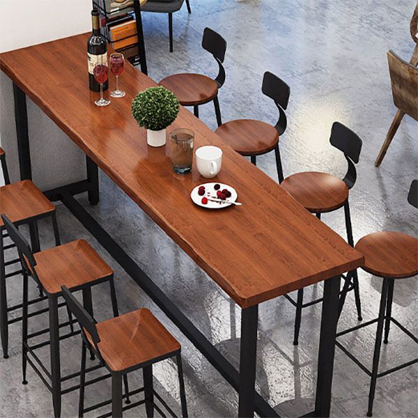 Contemporary Style Rectangle Bar Table Solid Wood Brown Bar Desk Clearhalo 'Bar Furniture' 'Bar Tables' 'bar_tables' 'furn' 'furn_bar_tables' 'Furniture' 'Kitchen & Dining Furniture' 1200x1200_67cd8690-7e8d-4135-a873-8551ce040ec2