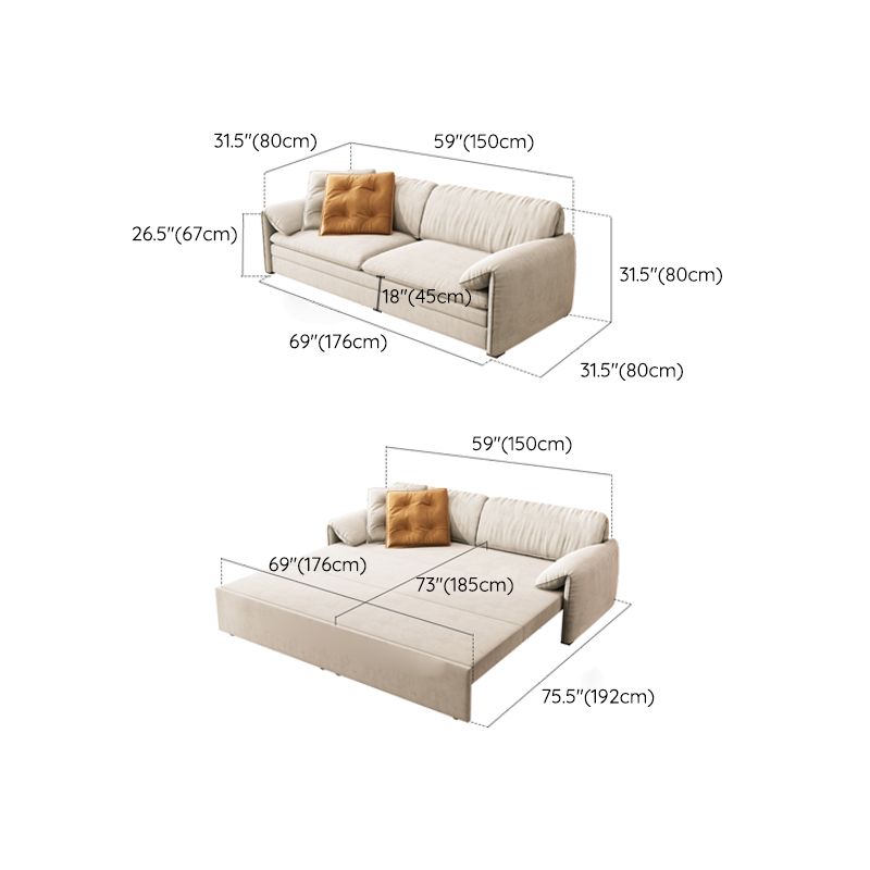 Glam Styled Fiber Sleeper Sofa Upholstered Pillow Top Arms Sofa Bed Clearhalo 'furn' 'furn_futons' 'Furniture' 'Futons & Daybeds' 'Futons' 'Living Room Furniture' 1200x1200_67ce752c-f34b-476a-aee8-bd6bc5ec3f28