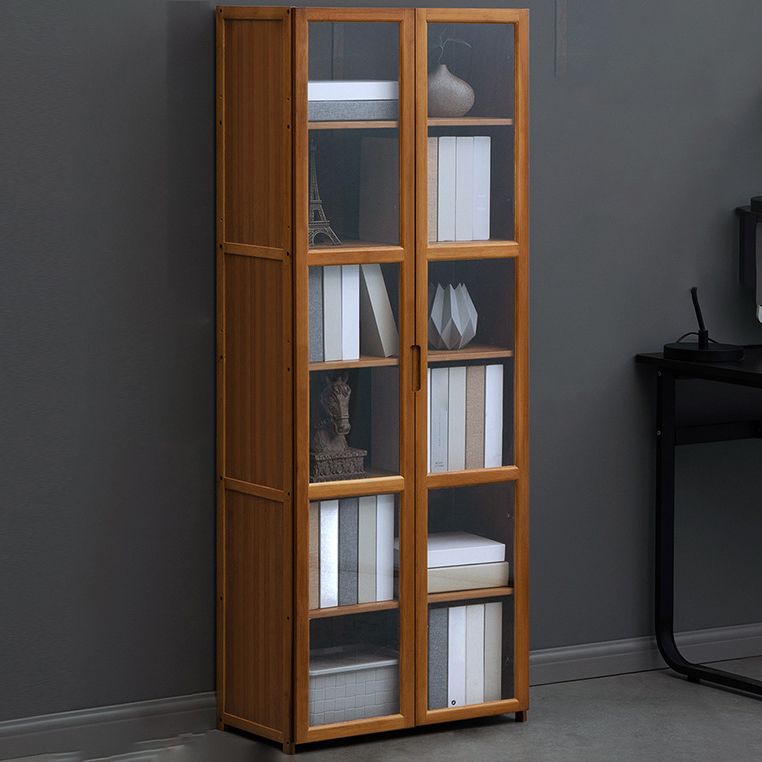 Contemporary Style Wood Bookcase Closed Back Bookshelf with Door for Home