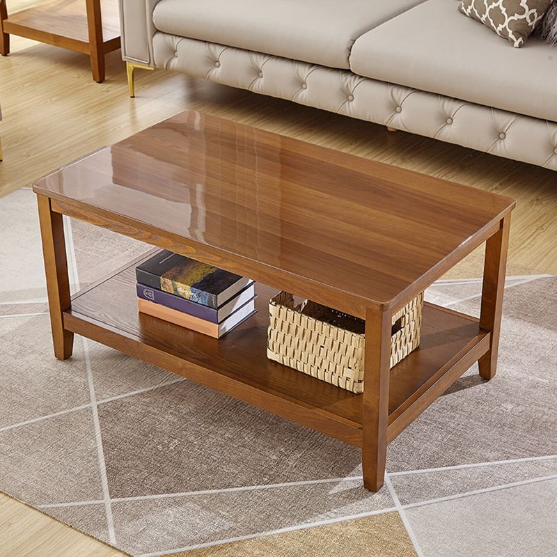 Nordic Rectangular Coffee Table Shelf Included Wood Cocktail Table -19.7"
